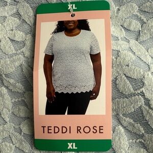 Women's Gray Lace Top Lined Ice Blue Size XL Teddi Rose NWT